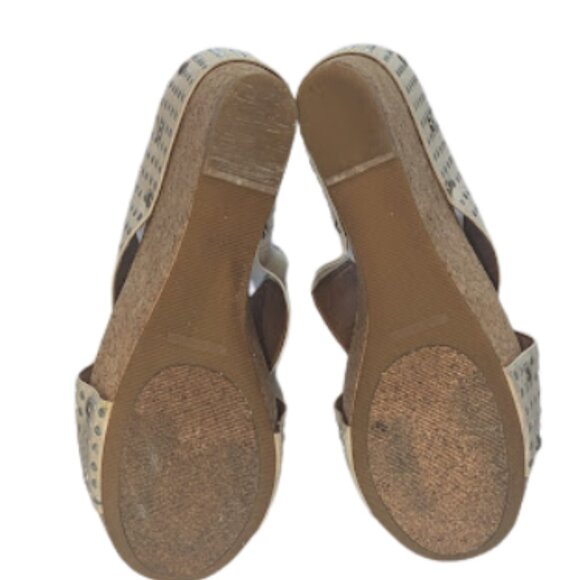 Lucky Brand Miller/MyKayla Studded Cork Wedge Sandals Beige Crisscross *SZ 7.5 - Picture 6 of 7